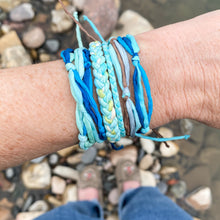 Load image into Gallery viewer, Aquamarine 6 Strand Forget Me Knot Adjustable Bracelet *Made to order - ships within 10 business days