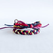 Load image into Gallery viewer, 127EL - OOAK - 8 Strand Boho Forget Me Knot Wine/Red/Mustard