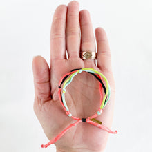 Load image into Gallery viewer, Black Neon Summer Forget Me Knot - 4 Strand Adjustable Bracelet - One Size Fit w/new wax cord closure