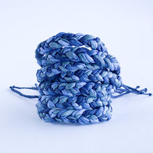 Load image into Gallery viewer, True Blue Rag Braid Adjustable Bracelet - One Size Fit w/wax cord closure