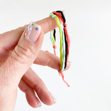 Load image into Gallery viewer, Black Neon Summer Forget Me Knot - 4 Strand Adjustable Bracelet - One Size Fit w/new wax cord closure