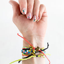 Load image into Gallery viewer, Black Neon Summer Forget Me Knot - 4 Strand Adjustable Bracelet - One Size Fit w/new wax cord closure
