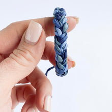 Load image into Gallery viewer, True Blue Rag Braid Adjustable Bracelet - One Size Fit w/wax cord closure
