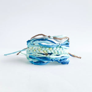 Aquamarine Rag Braid Adjustable Bracelet