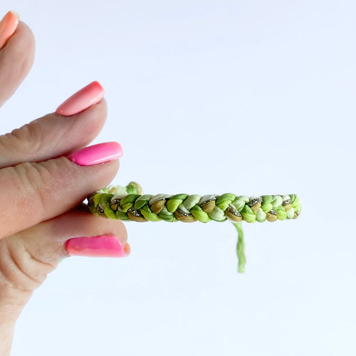 Peridot Skinny Rag Braid Adjustable Bracelet