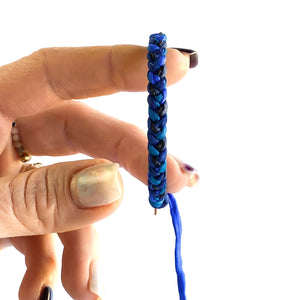 Sapphire Skinny Rag Braid Adjustable Bracelet