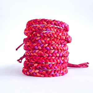 Ruby Rag Braid Adjustable Bracelet