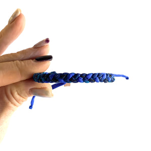 Sapphire Skinny Rag Braid Adjustable Bracelet