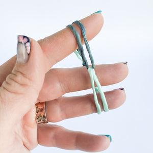 Infinity Adjustable Bracelet - Aqua & Green Clay