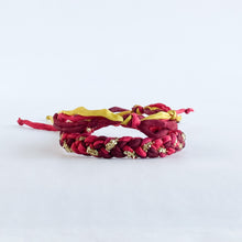 Load image into Gallery viewer, 126EL - OOAK - 4 Strand Boho Forget Me Knot Red/Mustard