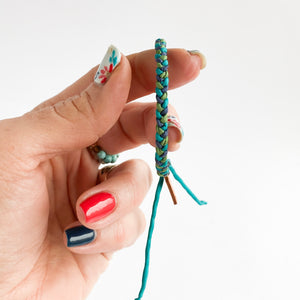 One of a Kind LL009 - Dainty Rag Braid - Teal, Slate, Olive