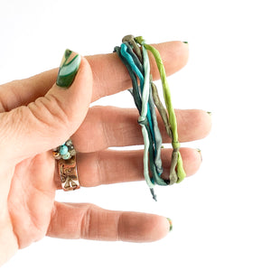 Emerald 6 Strand Woven Forget Me Knot Adjustable Bracelet *Made to order - ships within 10 business days