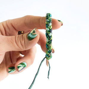 Emerald Rag Braid Adjustable Bracelet