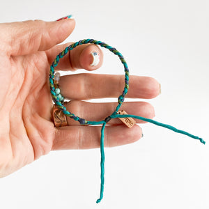 One of a Kind LL009 - Dainty Rag Braid - Teal, Slate, Olive