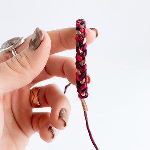 Garnet Rag Braid Adjustable Bracelet *Made to order - ships within 10 days