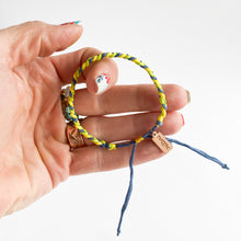 Load image into Gallery viewer, One of a Kind LL008 - Dainty Rag Braid - Denim, Lime, Yellow