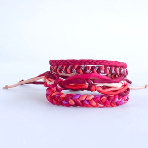 Ruby Rag Braid Adjustable Bracelet