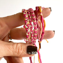 Load image into Gallery viewer, Pink Tourmaline Skinny Rag Braid Adjustable Bracelet