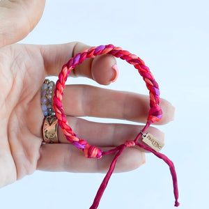 Ruby Rag Braid Adjustable Bracelet