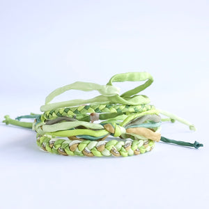 Peridot Skinny Rag Braid Adjustable Bracelet