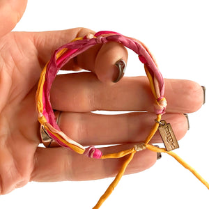 Pink Tourmaline 5 Strand Woven Forget Me Knot Adjustable Bracelet *Made to order - ships within 10 business days