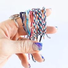 Load image into Gallery viewer, Winter Wolf Sky 6 Strand Forget Me Knot Adjustable Bracelet