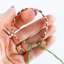 Load image into Gallery viewer, Christmas Lane Dainty Rag Braid Adjustable Bracelet