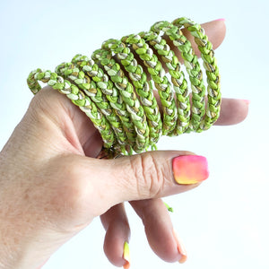 Peridot Skinny Rag Braid Adjustable Bracelet