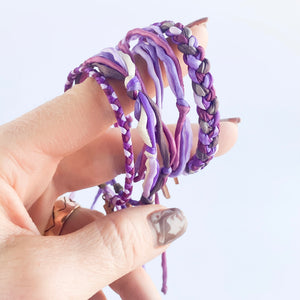 Amethyst 6 Strand Boho Forget Me Knot Adjustable Bracelet *Made to order - ships within 10 business days