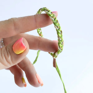 Peridot Skinny Rag Braid Adjustable Bracelet