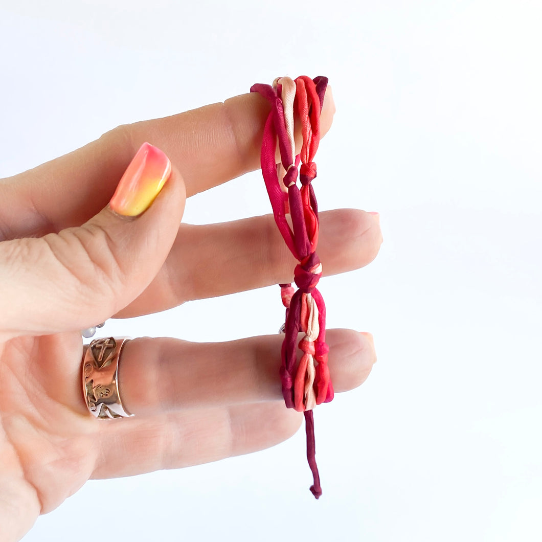 Ruby 6 Strand Forget Me Knot - Hybrid Woven/Boho - Adjustable Bracelet *Made to order - ships within 10 business days