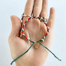 Load image into Gallery viewer, 140L - OOAK - Skinny Rag Braid/Light Taupe + Green + Red