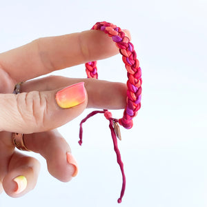 Ruby Rag Braid Adjustable Bracelet