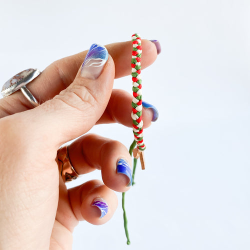 Christmas Lane Dainty Rag Braid Adjustable Bracelet