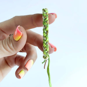 Peridot Skinny Rag Braid Adjustable Bracelet