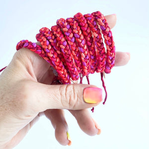 Ruby Rag Braid Adjustable Bracelet