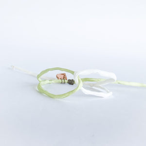 Infinity Adjustable Bracelet - Spring Green & White