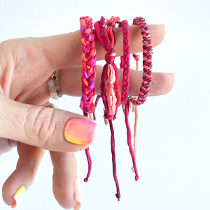 Ruby Rag Braid Adjustable Bracelet