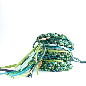 Emerald Rag Braid Adjustable Bracelet