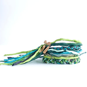 Emerald Rag Braid Adjustable Bracelet