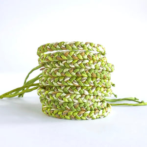 Peridot Skinny Rag Braid Adjustable Bracelet