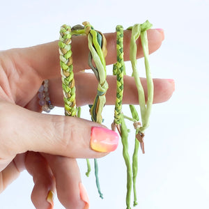 Peridot Skinny Rag Braid Adjustable Bracelet