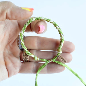 Peridot Skinny Rag Braid Adjustable Bracelet