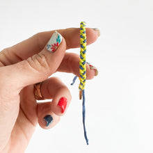 Load image into Gallery viewer, One of a Kind LL008 - Dainty Rag Braid - Denim, Lime, Yellow