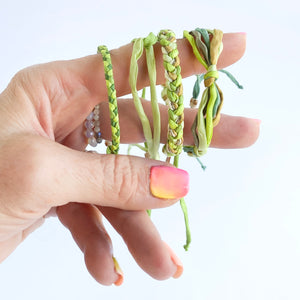 Peridot Skinny Rag Braid Adjustable Bracelet