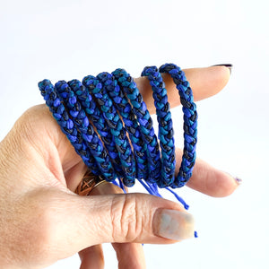 Sapphire Skinny Rag Braid Adjustable Bracelet