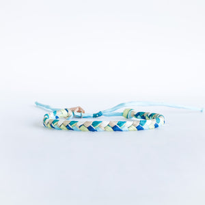 Tropical Destination Chunky Braided Adjustable Bracelet - One Size Fit w/wax cord closure