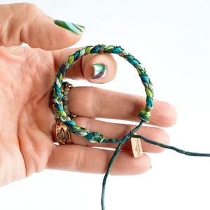 Emerald Rag Braid Adjustable Bracelet