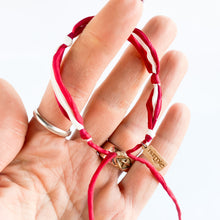 Load image into Gallery viewer, Candy Cane Forget Me Knot Adjustable Bracelet