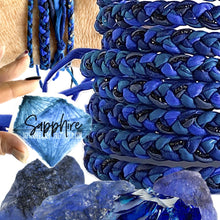 Load image into Gallery viewer, RETIRED - Sapphire 4 Strand Woven/Boho Forget Me Knot Adjustable Bracelet *Made to order - ships within 10 business days